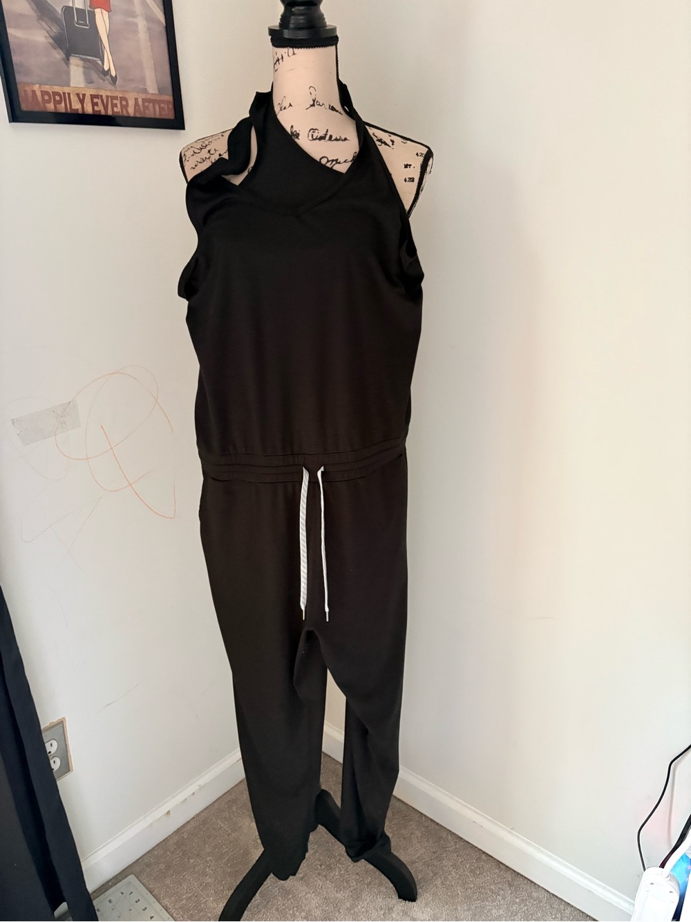 Vuori Women’s Black Halter Jumpsuit with Drawstring Waist size large
